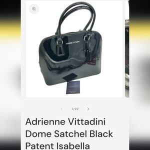 Adrienne Vittadini Dome Satchel Black Patent Isabella Collection With Wallet